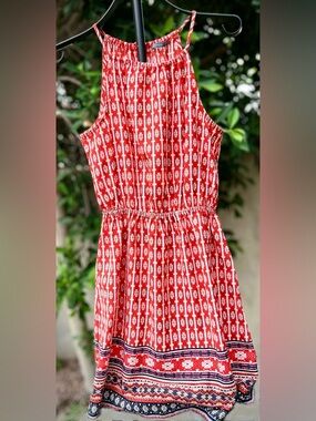 Sun Dress Red Floral & Geometric ❤️ Flowy & Flattering